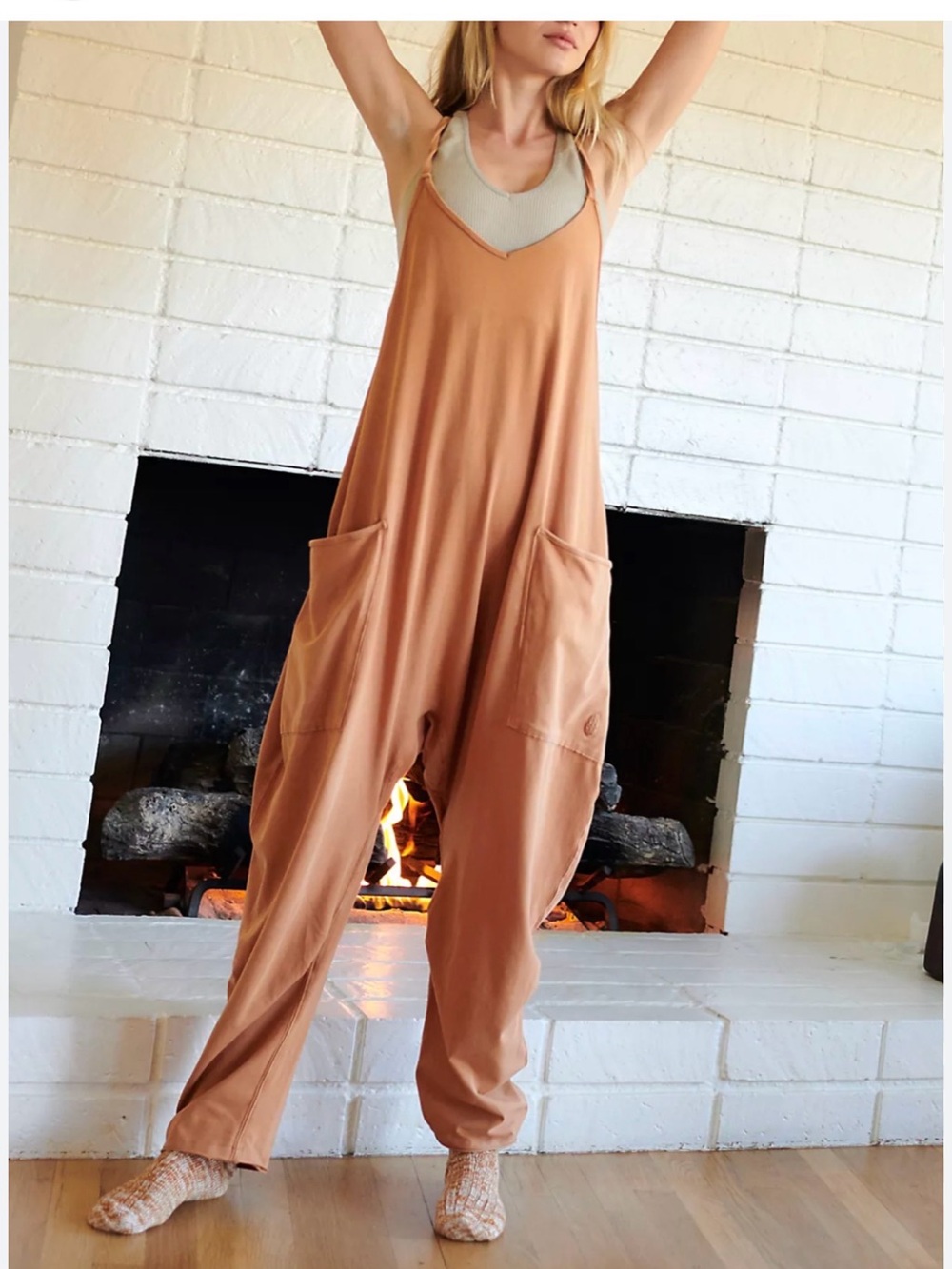 Free People movement S Hot Shot oversized onesie toasted coconut boho chic - Picture 2 of 15